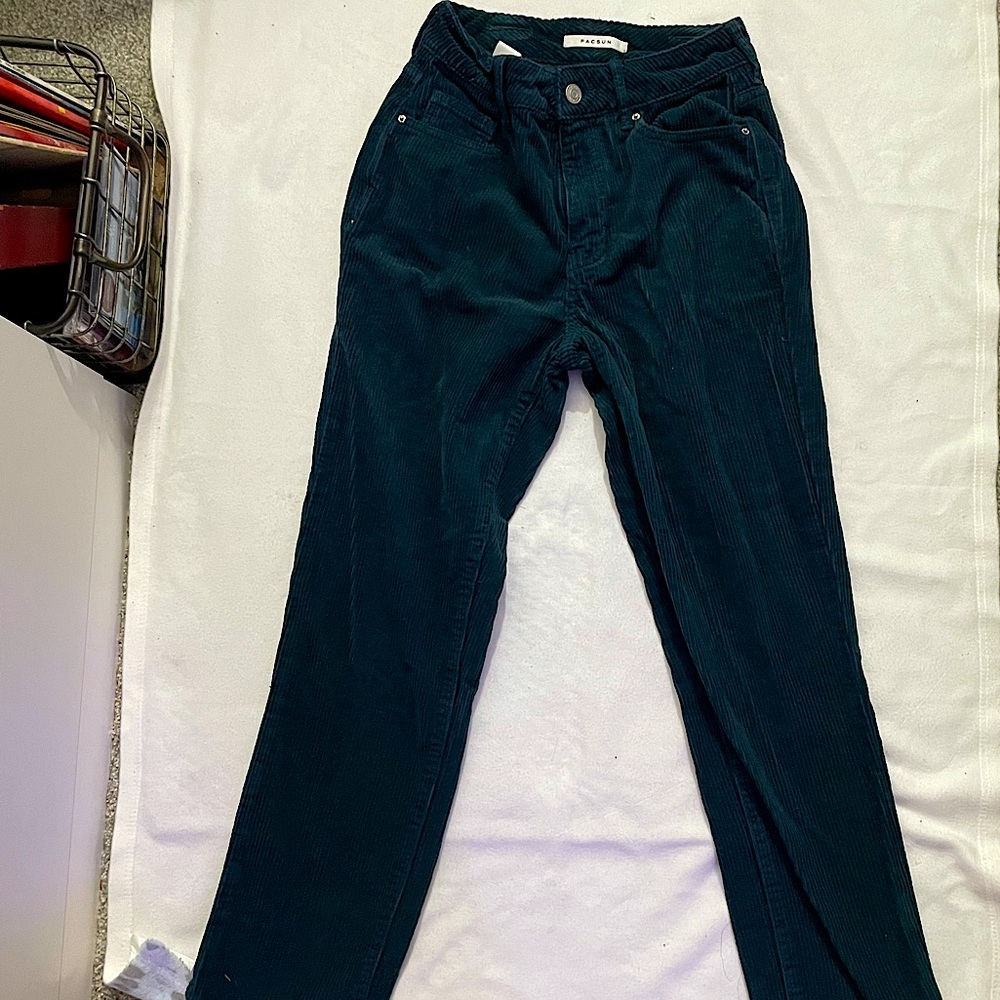 dark teal pacsun high rise corduroy pants